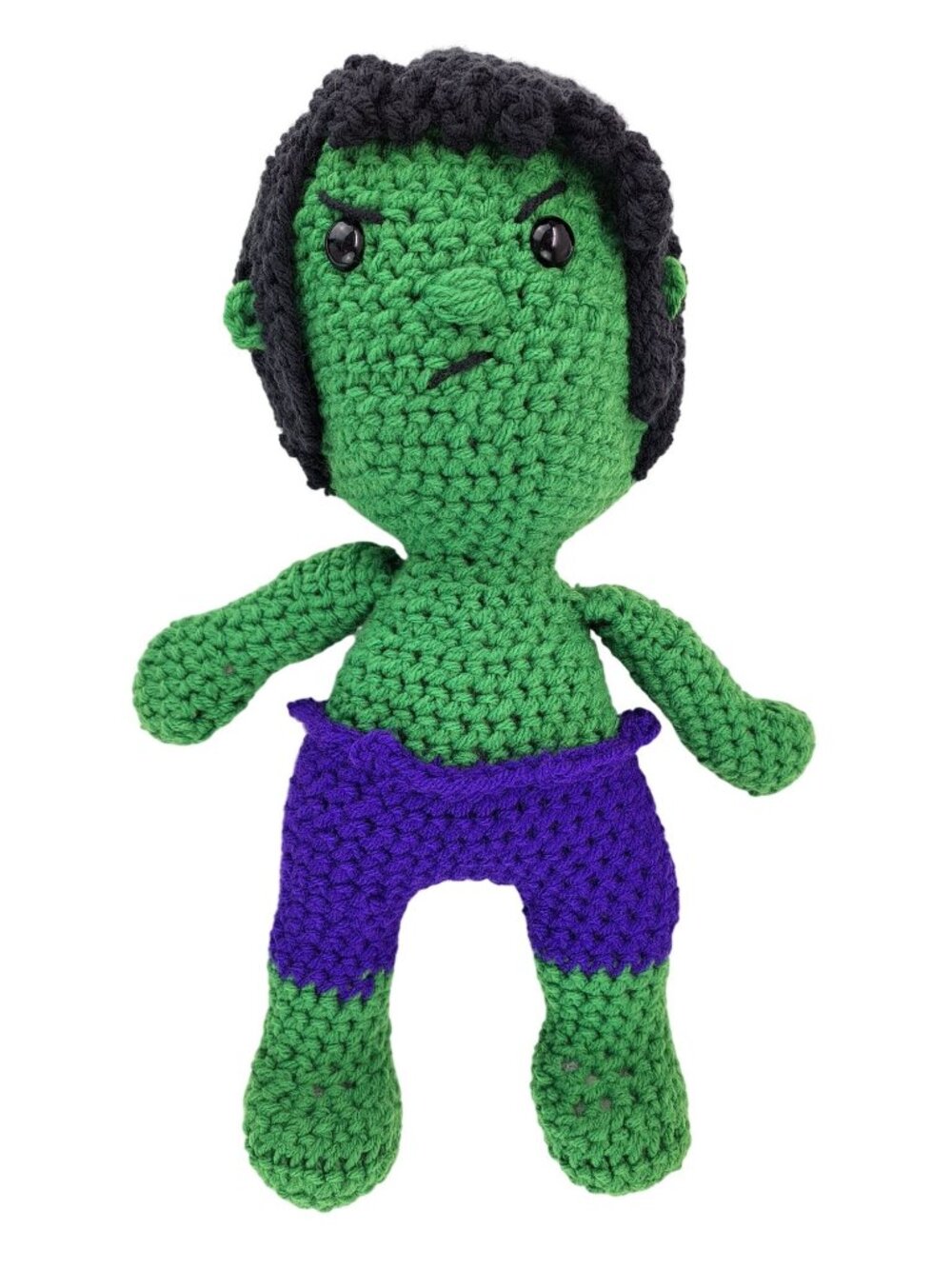 Handmade Crochet Hulk Inspired Plush Toy 14" Green Purple Amigurumi Avenger Soft